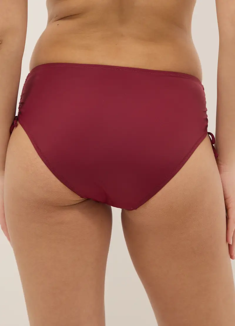 Slip Da Mare Elasticizzato Rosso Con Dettagli Arricciati, Donna, Rosso miniatura 3