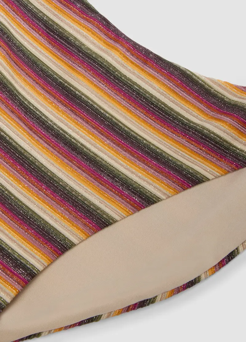 Slip Da Mare In Tessuto Elasticizzato A Righe Multicolor, Donna, Multicolor miniatura 2