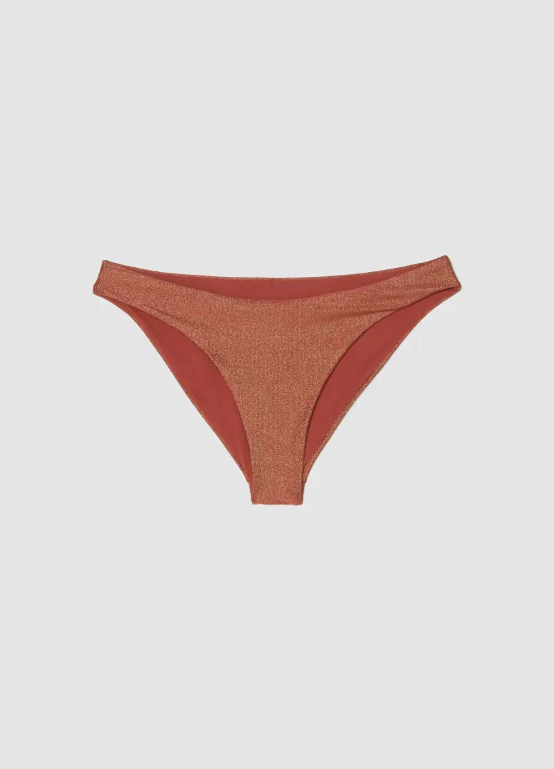 Slip Da Mare In Tessuto Elasticizzato Arancione Con Texture Glitterata, Donna, Arancione