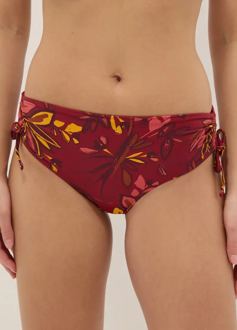 Slip Da Mare In Tessuto Elasticizzato Multicolor Con Motivo Floreale, Donna, Multicolor miniatura 2