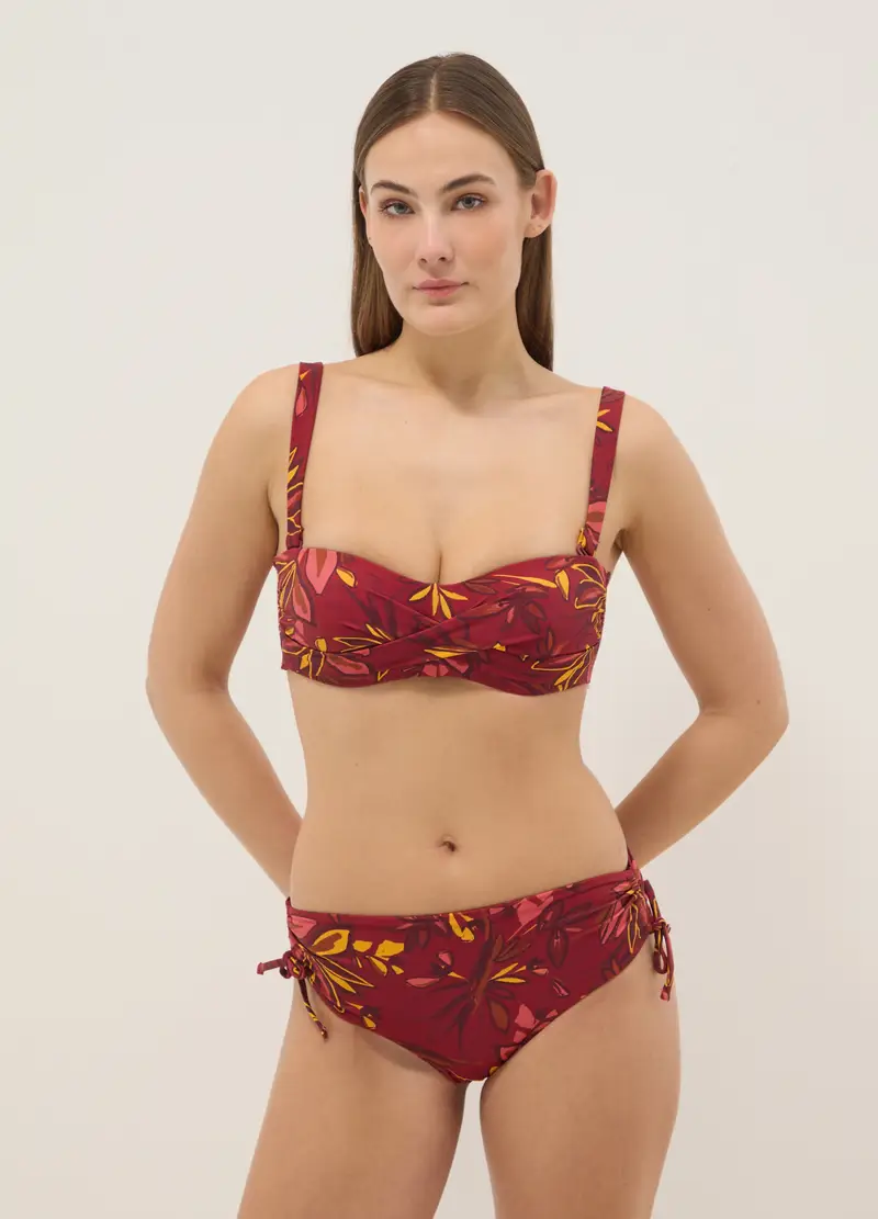 Slip Da Mare In Tessuto Elasticizzato Multicolor Con Motivo Floreale, Donna, Multicolor