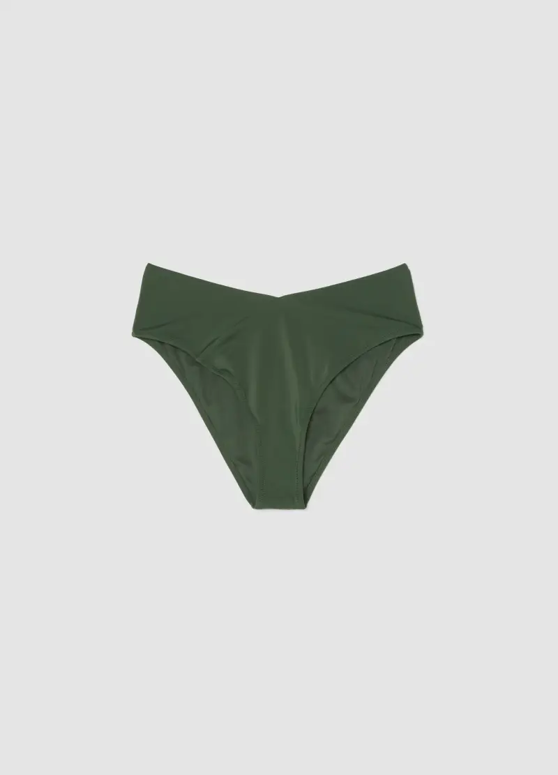 Slip Da Mare In Tessuto Elasticizzato Verde A Vita Alta, Donna, Verde