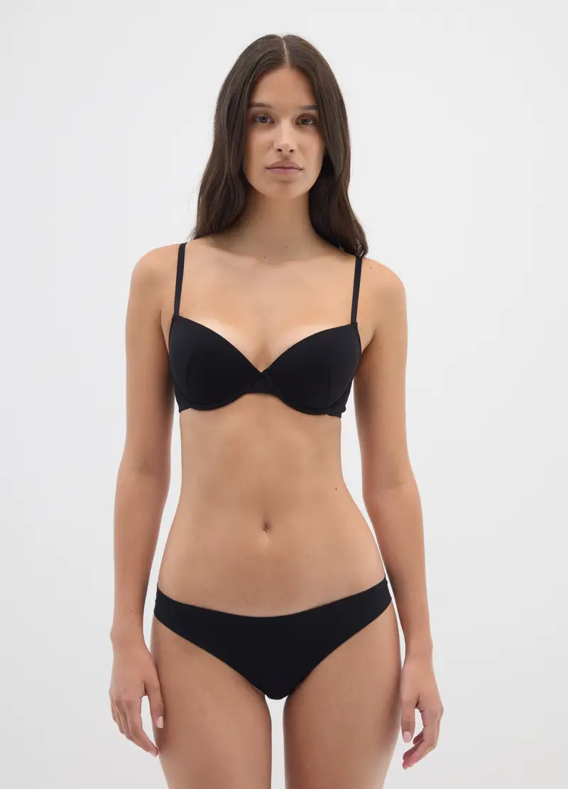 Slip In Cotone Elasticizzato Nero, Donna, Nero