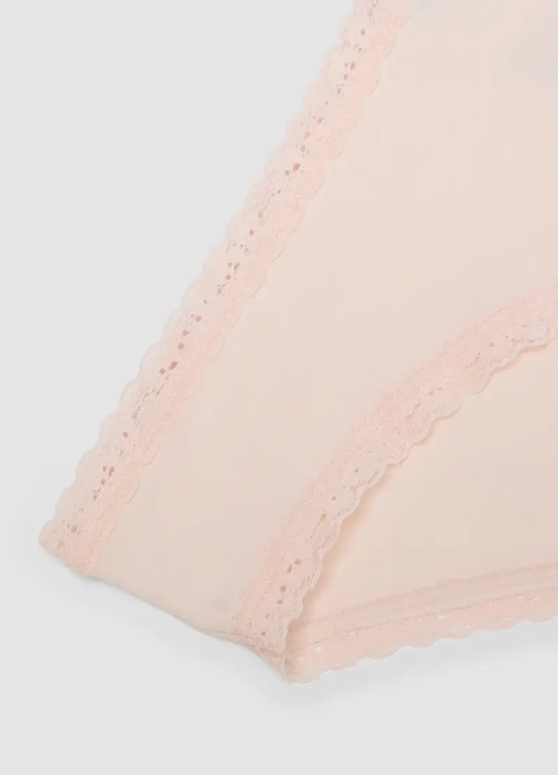 Slip In Cotone Elasticizzato Rosa Regular Fit Con Dettagli In Pizzo, Donna, Rosa miniatura 2