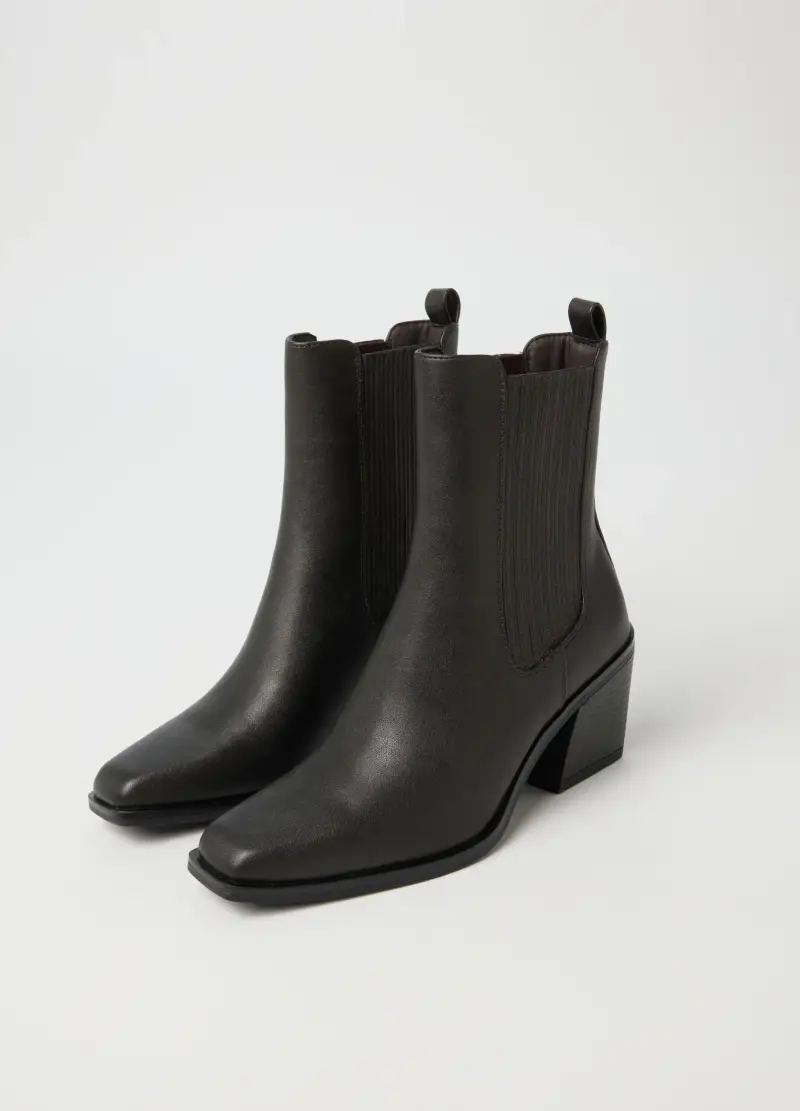 Stivaletti Neri Con Tacco Comodo, Donna, Nero miniatura 2