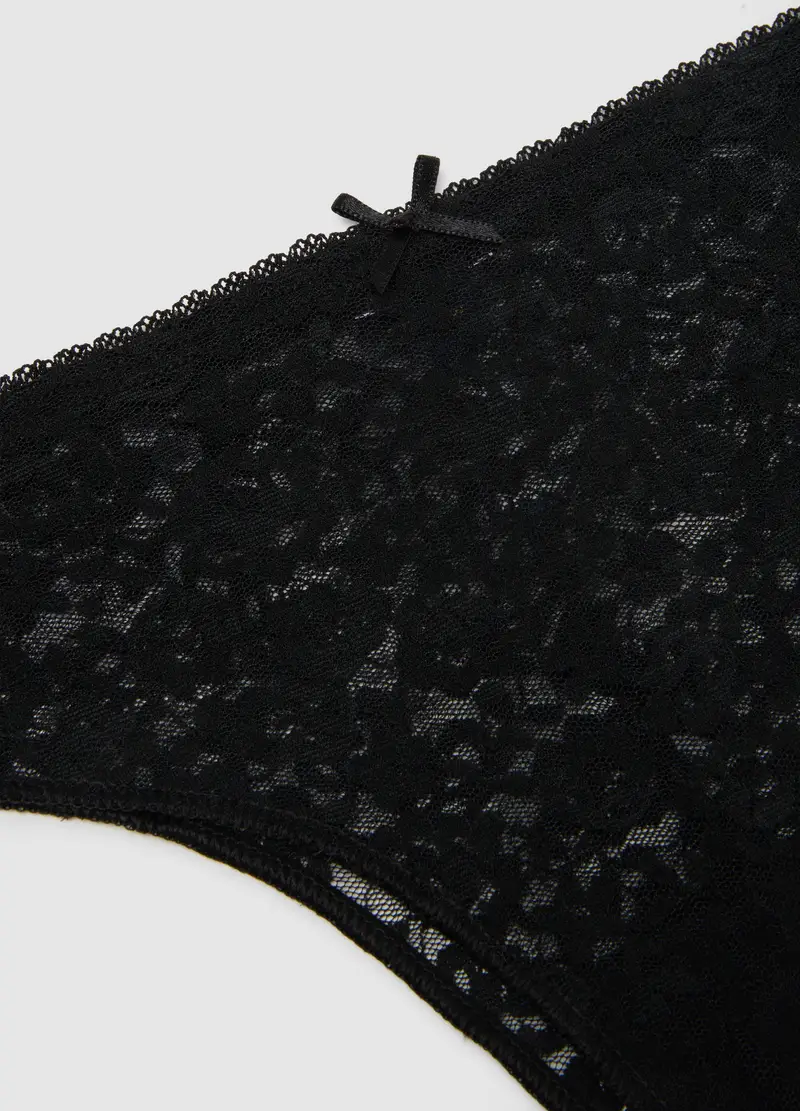 String In Pizzo Nero Regular Fit, Donna, Nero miniatura 2