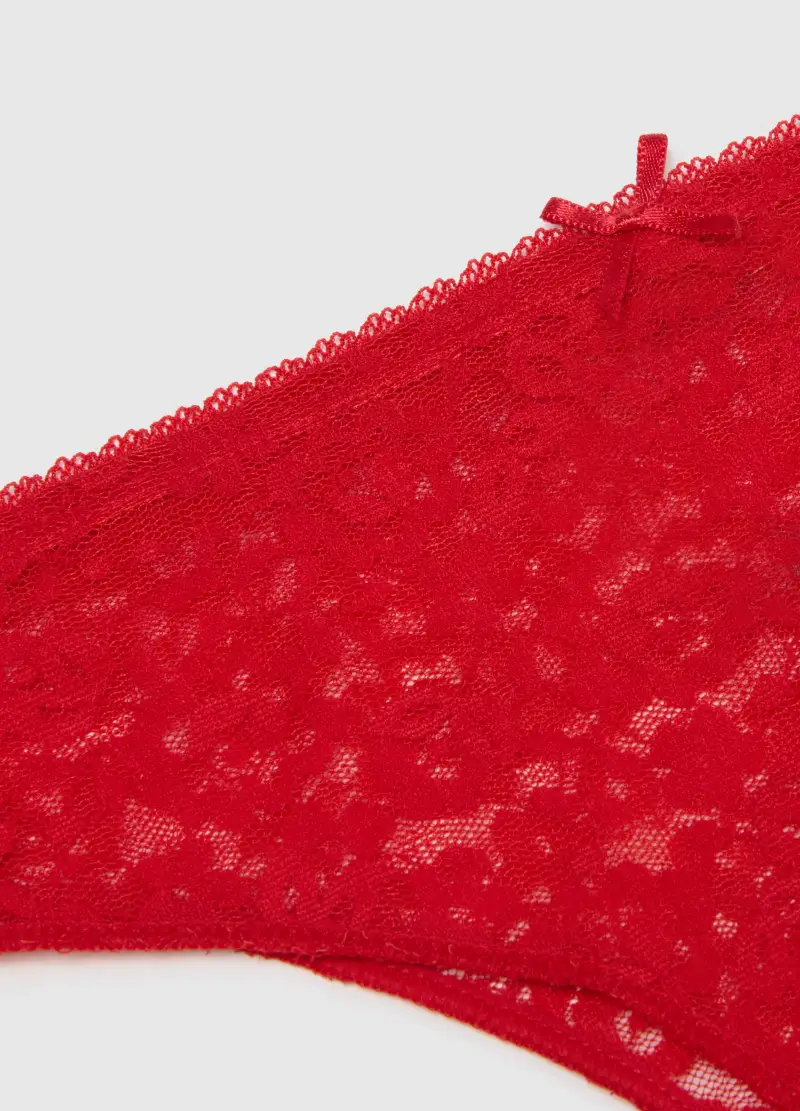 , String In Pizzo Rosso Regular Fit, Donna, Nero miniatura 2