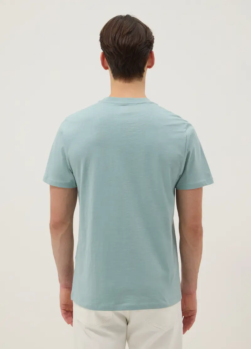 T-shirt A Maniche Corte In Puro Cotone Azzurra Regular Fit, Uomo, Azzurro miniatura 3