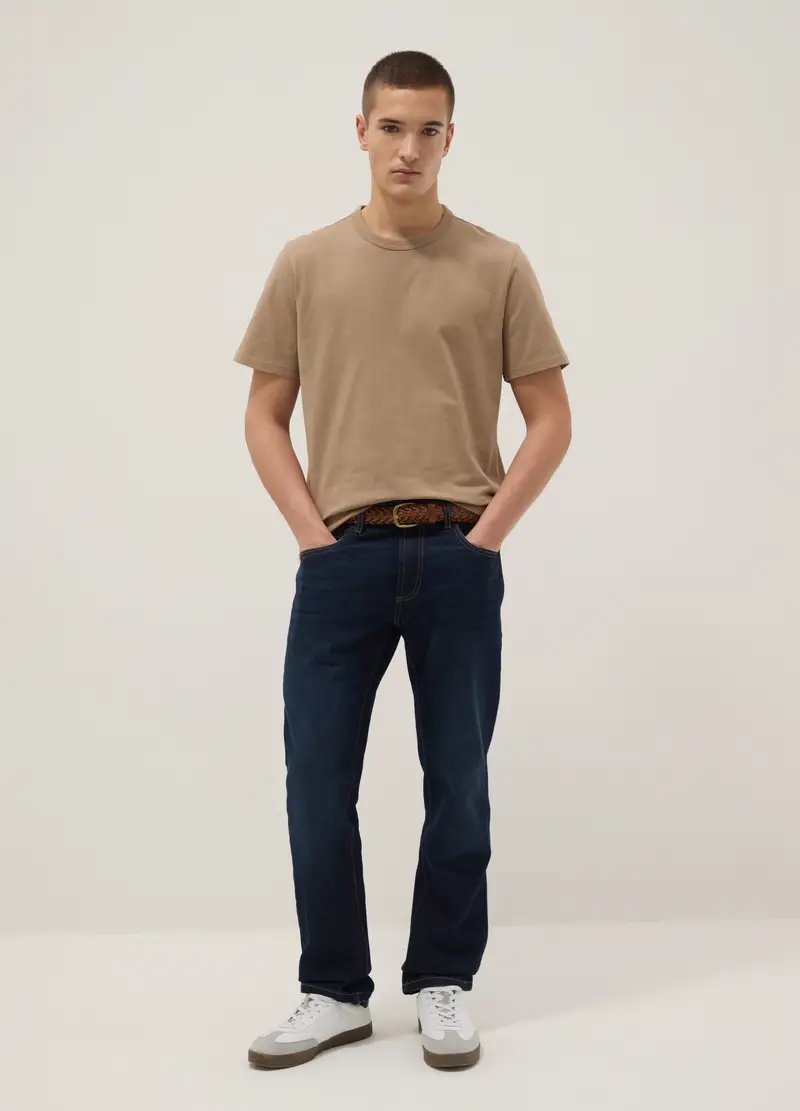 T-shirt A Maniche Corte In Puro Cotone Beige Regular Fit, Uomo, Beige miniatura 2