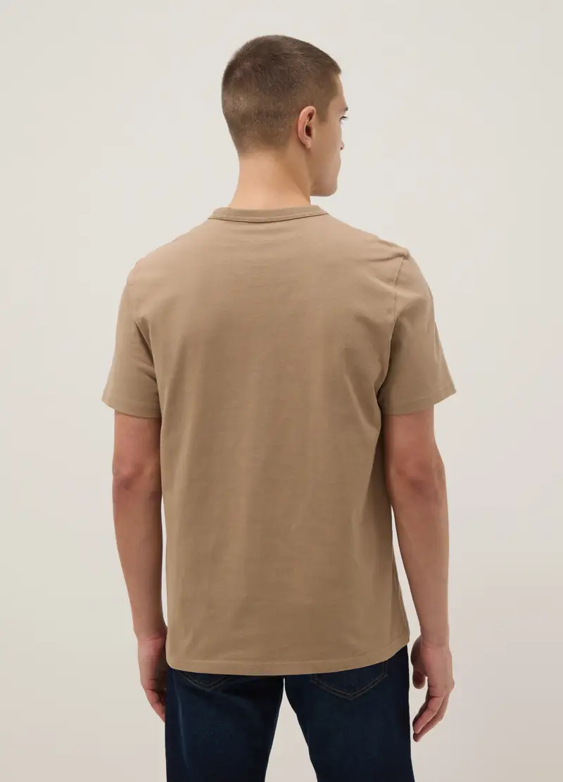 T-shirt A Maniche Corte In Puro Cotone Beige Regular Fit, Uomo, Beige miniatura 3