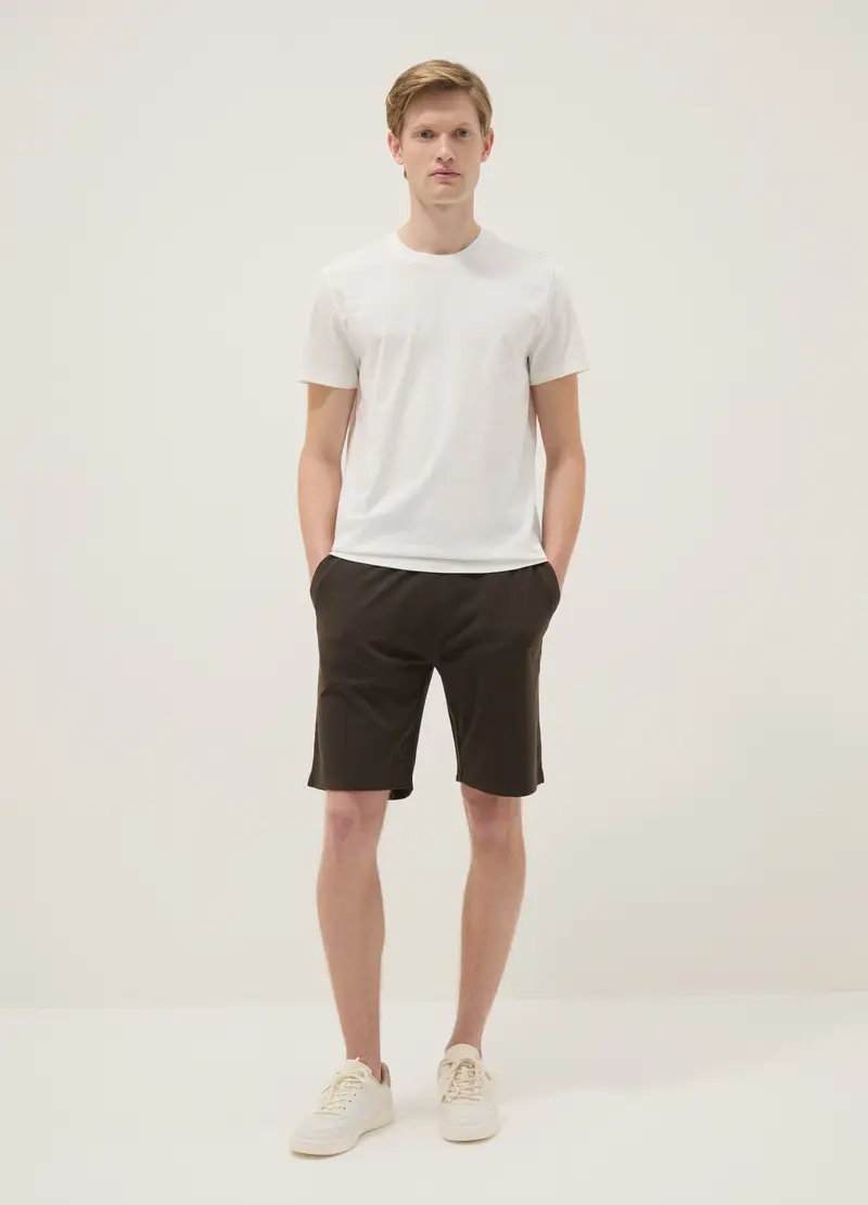 T-shirt A Maniche Corte In Puro Cotone Bianca Regular Fit, Uomo, Bianco miniatura 2