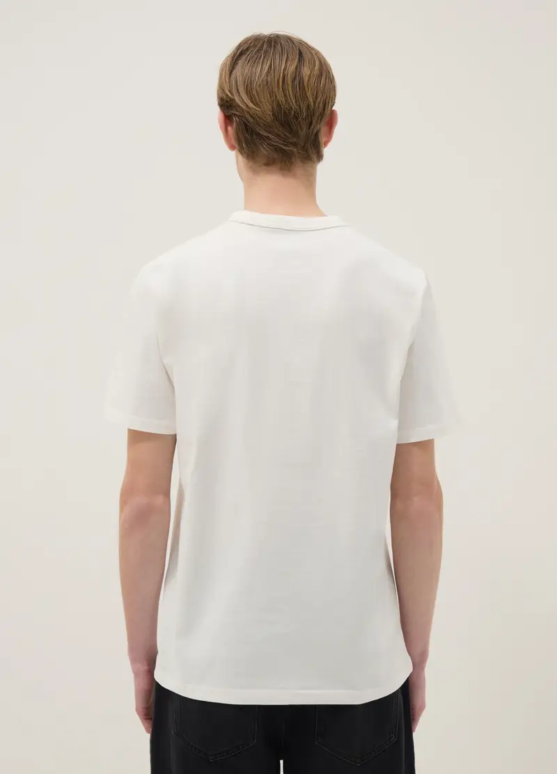 T-shirt A Maniche Corte In Puro Cotone Bianco Regular Fit, Uomo, Bianco miniatura 3