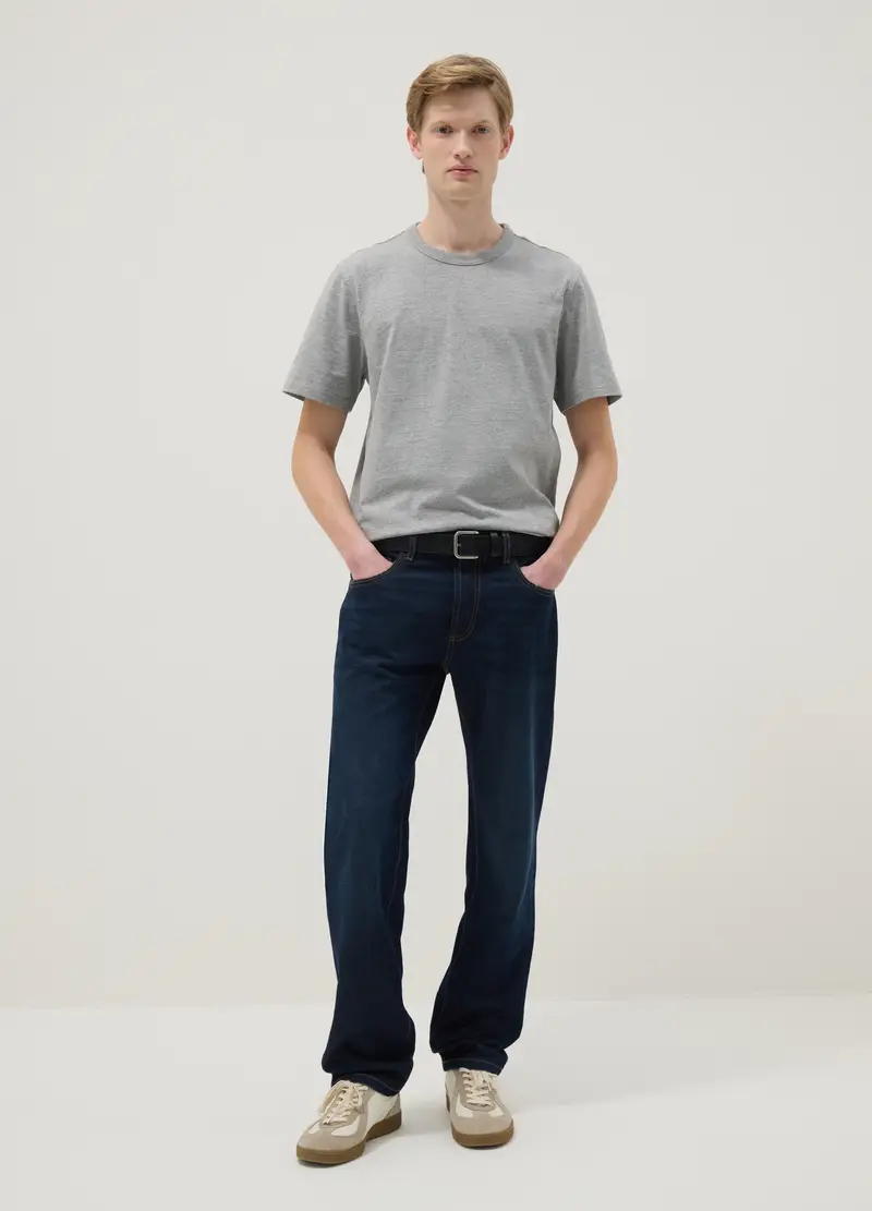 T-shirt A Maniche Corte In Puro Cotone Grigio Regular Fit, Uomo, Grigio