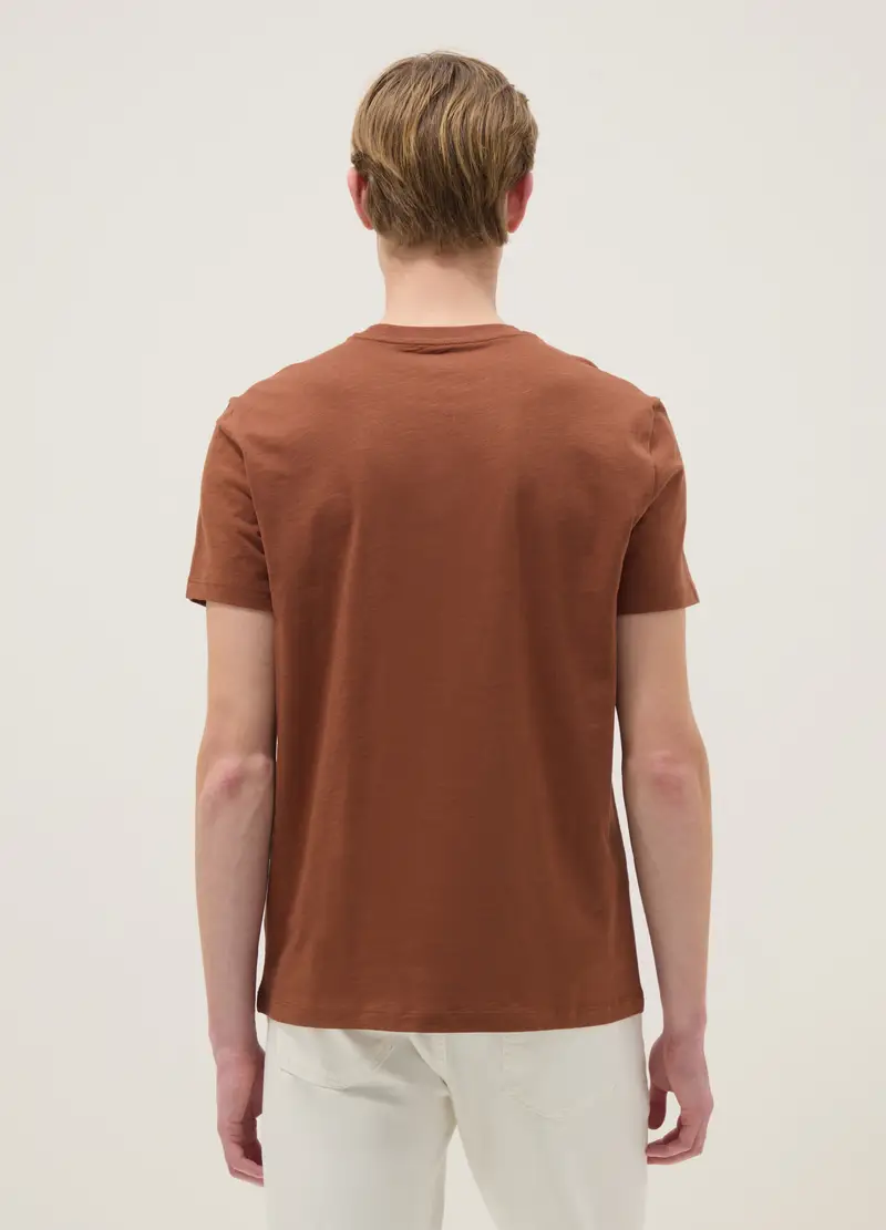T-shirt A Maniche Corte In Puro Cotone Marrone Regular Fit, Uomo, Marrone miniatura 2