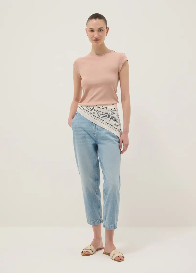 T-shirt A Maniche Corte In Puro Cotone Rosa Regular Fit, Donna, Rosa miniatura 2