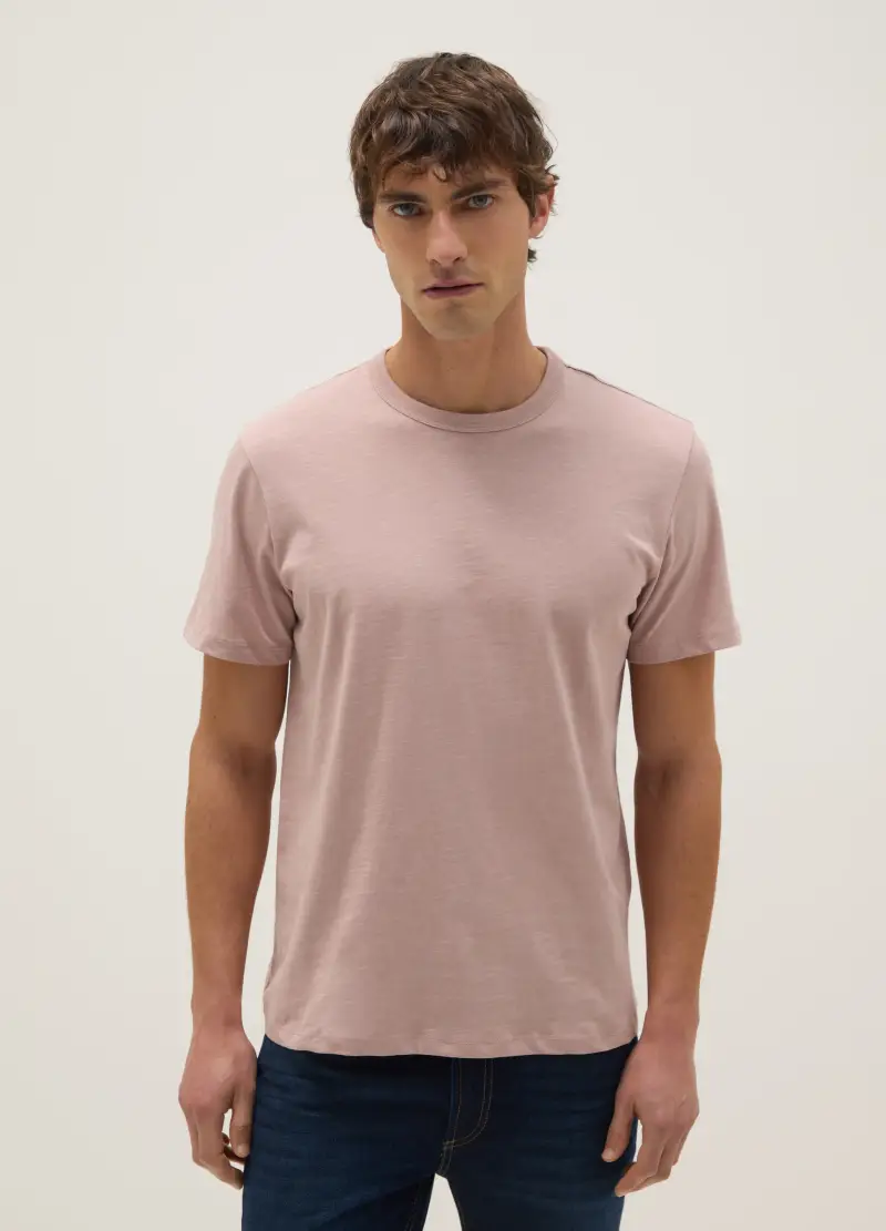 T-shirt A Maniche Corte In Puro Cotone Rosa Regular Fit, Uomo, Rosa