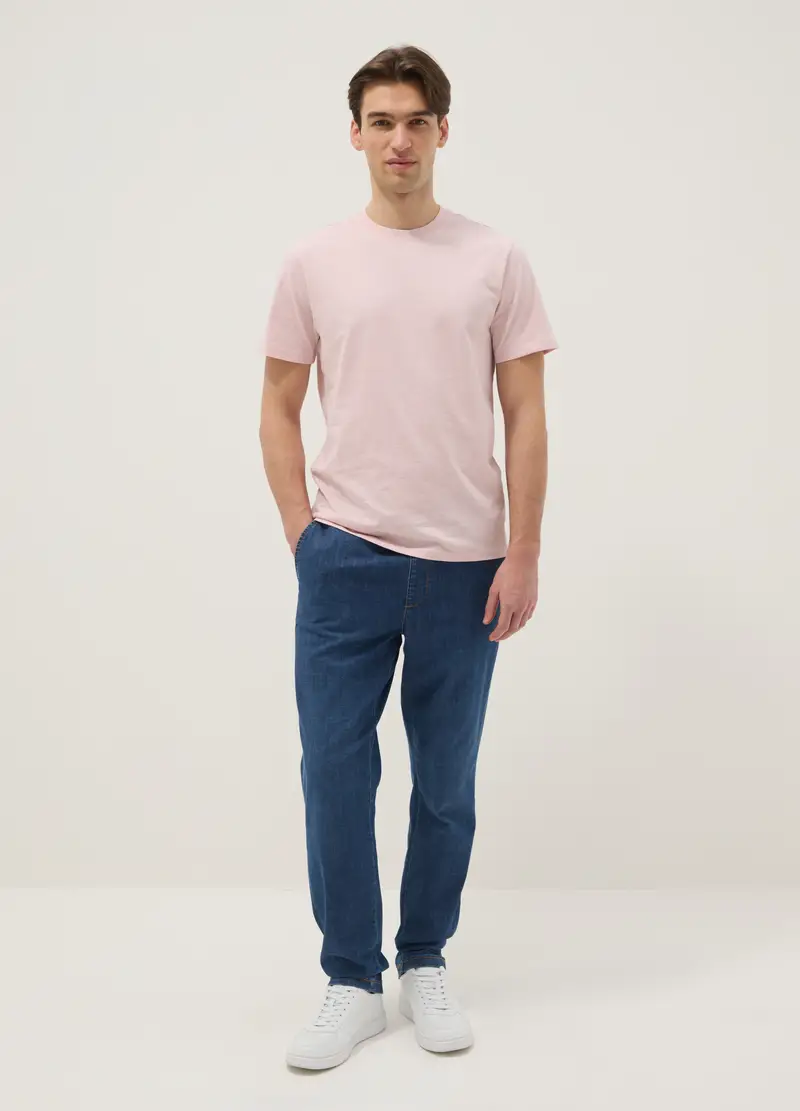 T-shirt A Maniche Corte In Puro Cotone Rosa Regular Fit, Uomo, Rosa miniatura 2