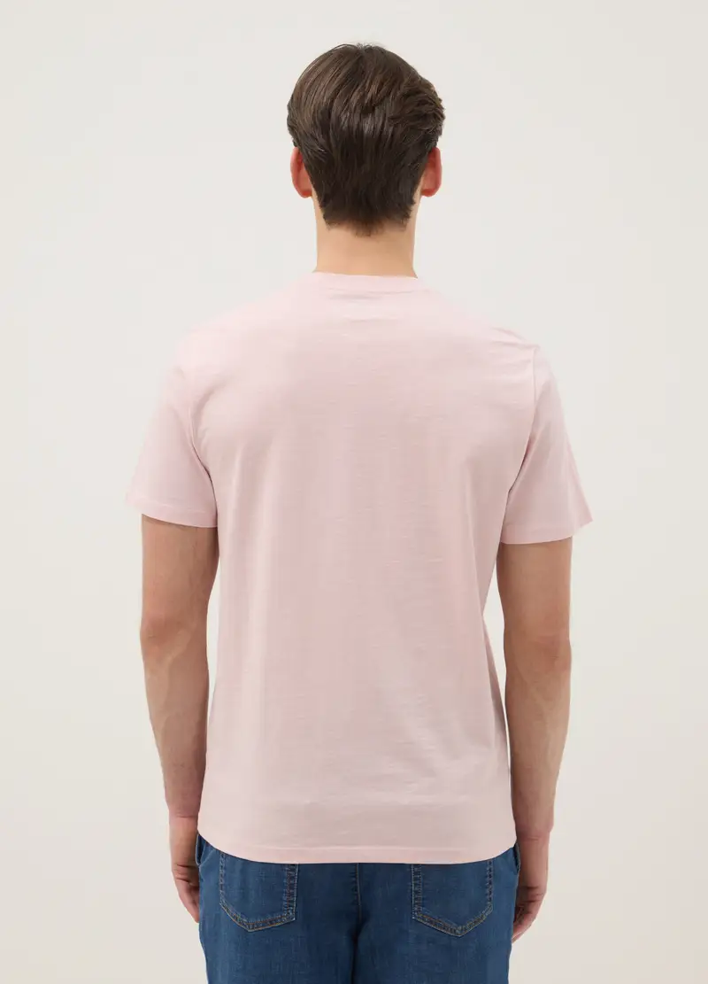 T-shirt A Maniche Corte In Puro Cotone Rosa Regular Fit, Uomo, Rosa miniatura 3