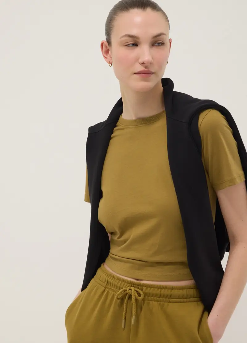 T-shirt A Maniche Corte In Puro Cotone Verde Regular Fit, Donna, Verde