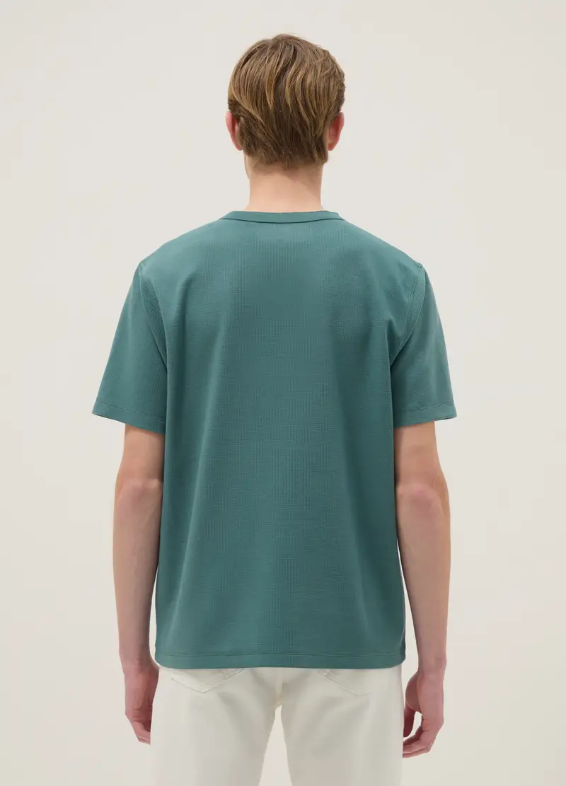 T-shirt A Maniche Corte Verde Regular Fit Con Collo Serafino, Uomo, Verde miniatura 3