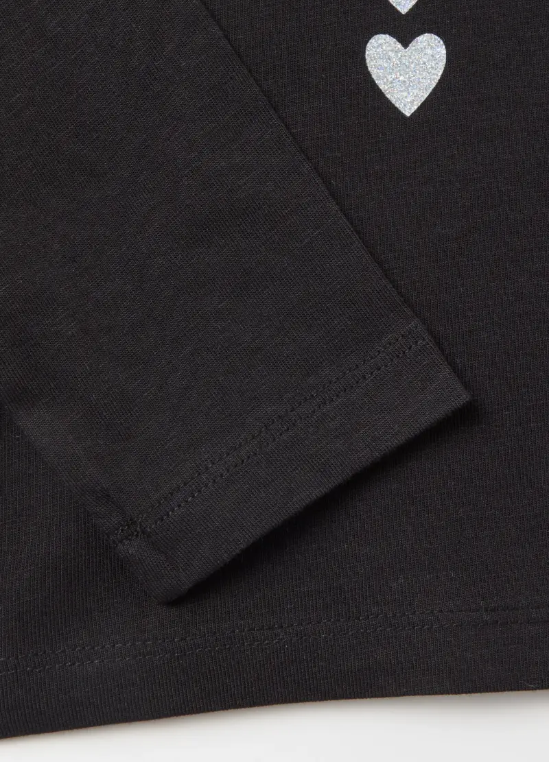 T-shirt A Maniche Lunghe Con Scheletro Glitter, Bambina, Nero miniatura 3