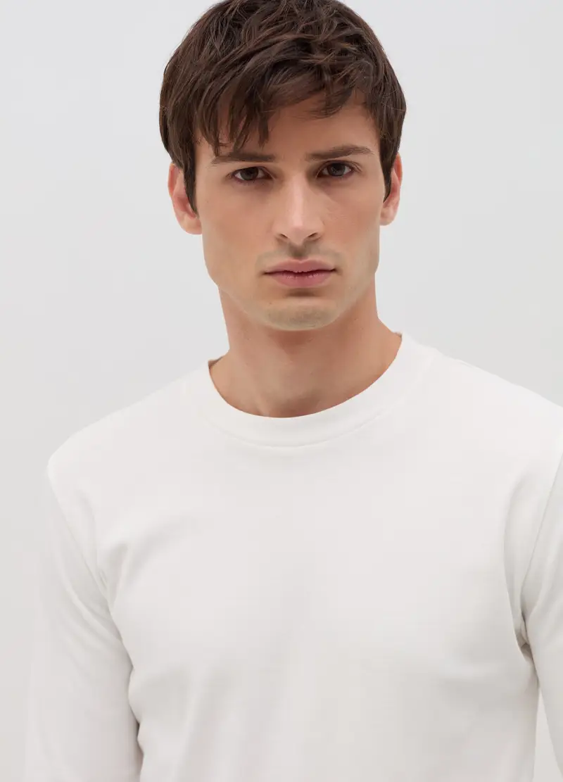 T-shirt A Maniche Lunghe In Cotone, Uomo, Bianco