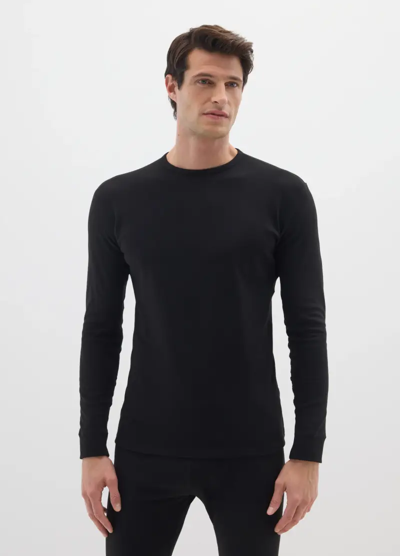 T-shirt A Maniche Lunghe Nera Regular Fit, Uomo, Nero