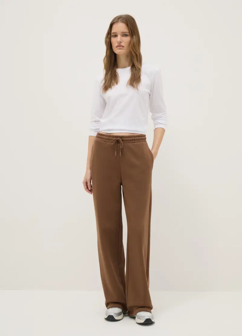 T-shirt Bianca A Maniche Lunghe In Puro Cotone Regular Fit, Donna, Bianco