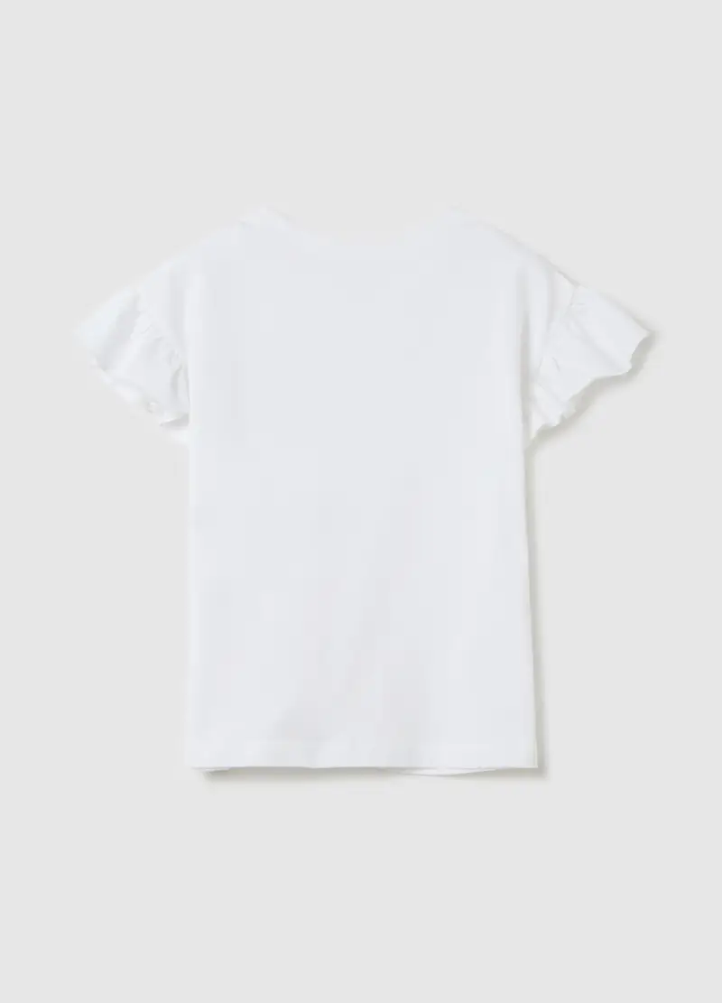 T-shirt Bianca In Cotone Con Strass, Bambina, Bianco miniatura 2