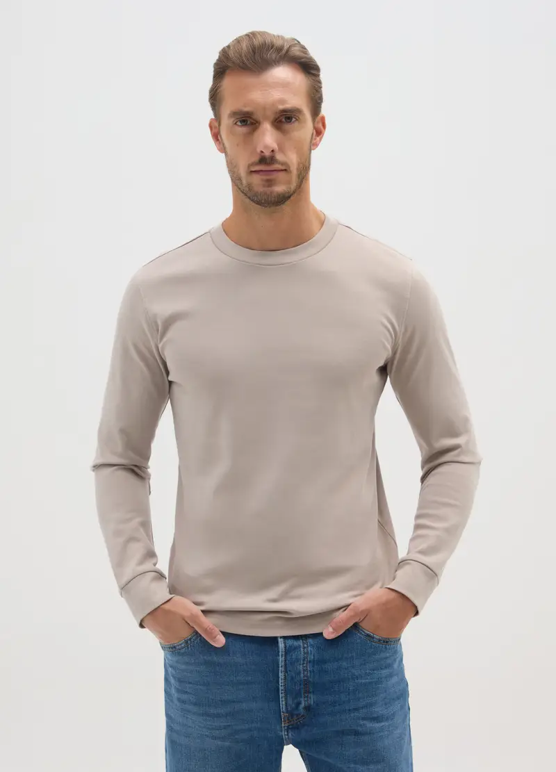 T-shirt In Puro Cotone Beige Regular Fit, Uomo, Beige
