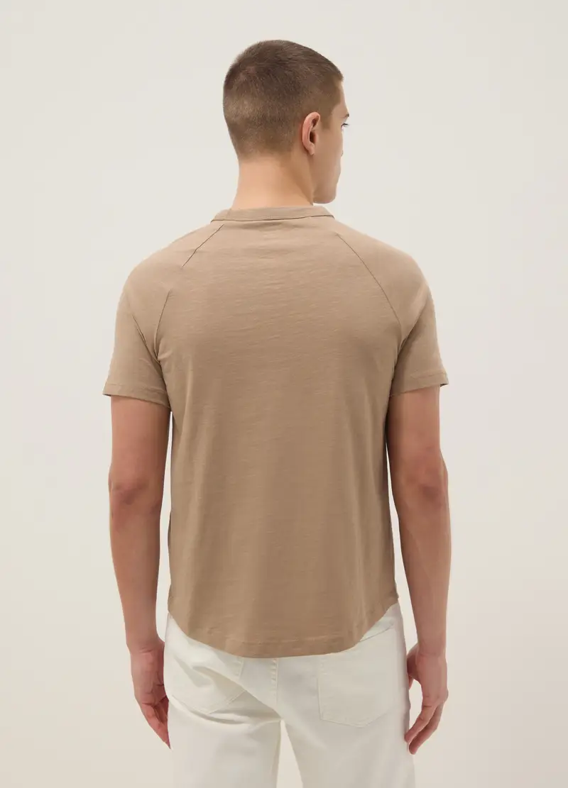T-shirt In Puro Cotone Beige Regular Fit, Uomo, Beige miniatura 3