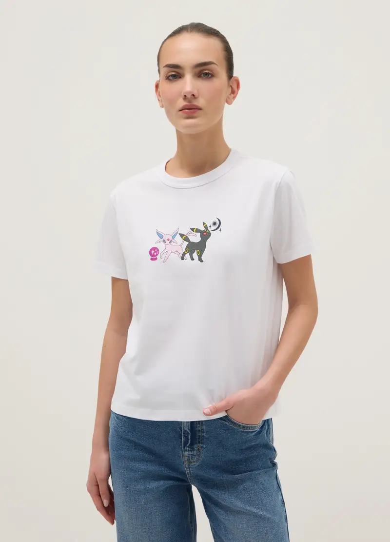 T-shirt In Puro Cotone Bianca Regular Fit Con Stampa, Donna, Bianco