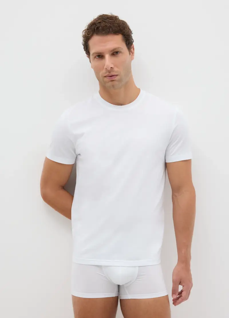 T-shirt In Puro Cotone Bianca Regular Fit, Uomo, Bianco