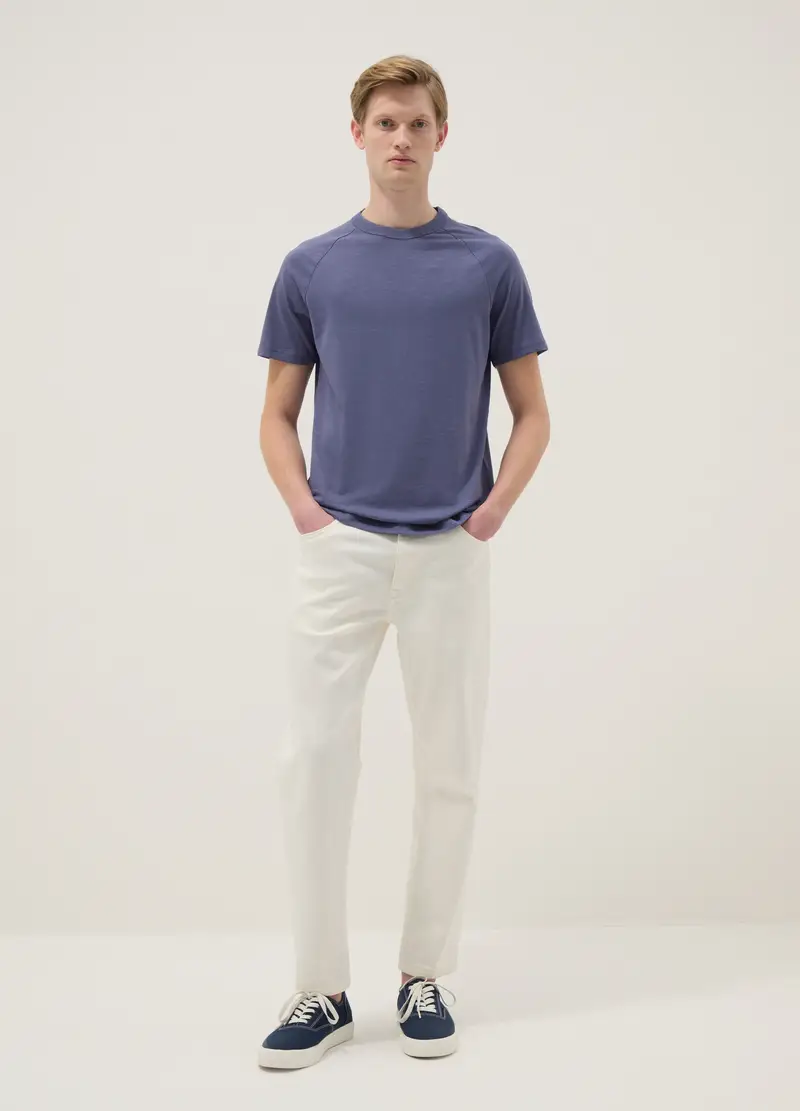 T-shirt In Puro Cotone Blu Regular Fit, Uomo, Blu