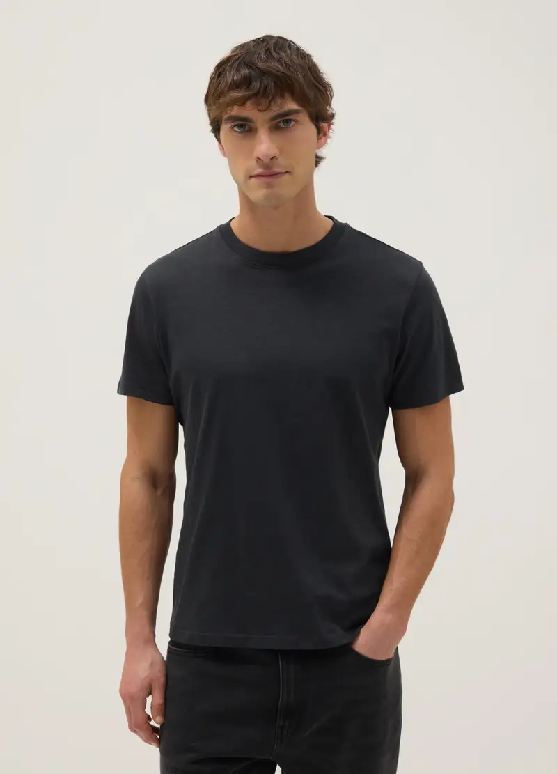 T-shirt In Puro Cotone Grigia Regular Fit, Uomo, Grigio