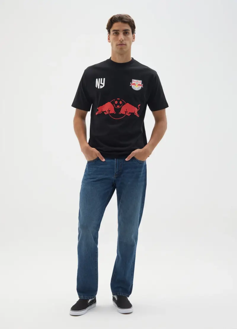 T-shirt In Puro Cotone Nera Red Bull New York, Uomo, Nero