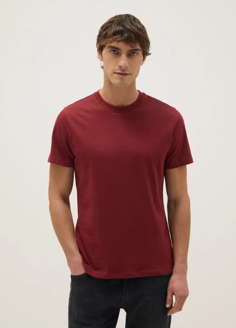 T-shirt In Puro Cotone Rossa Regular Fit, Uomo, Rosso