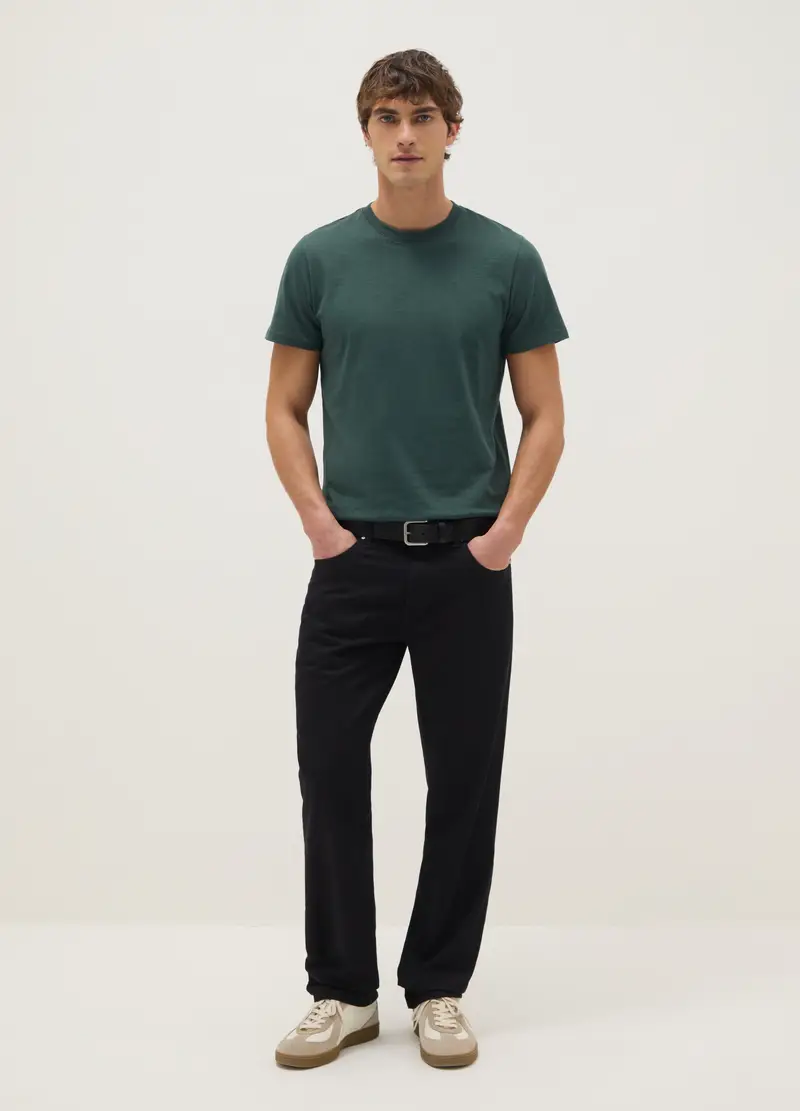 T-shirt In Puro Cotone Verde Regular Fit, Uomo, Verde