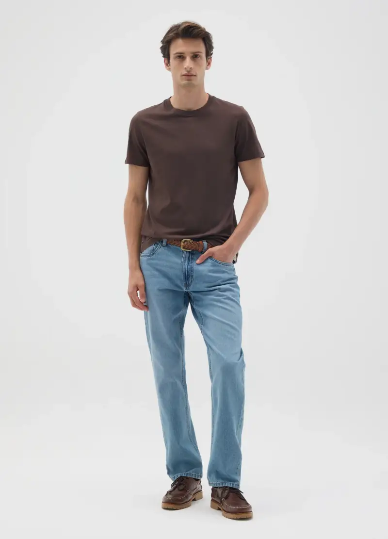 T-shirt Marrone In Puro Cotone Italiano Regular Fit, Uomo, Marrone