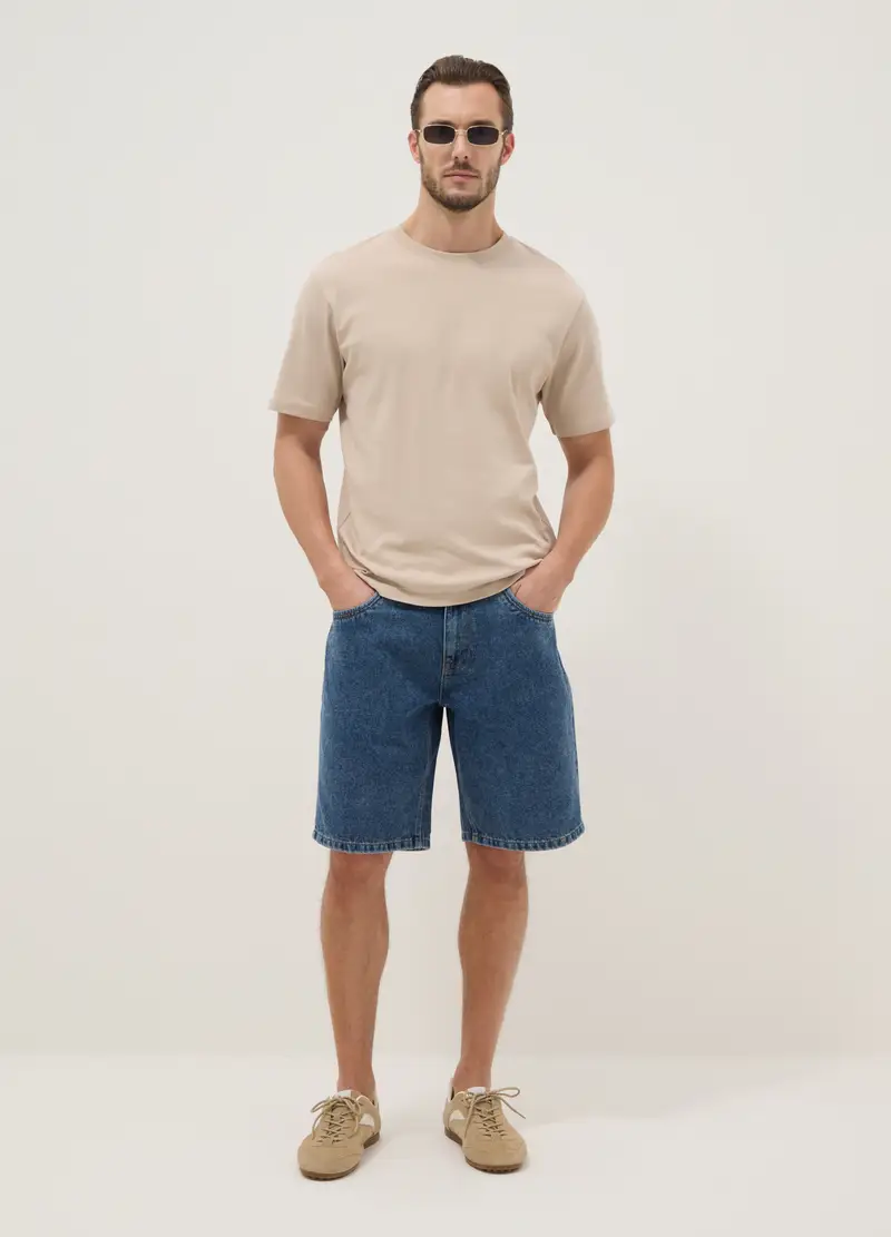 T-shirt The Iconic Tee Beige In Puro Cotone Relaxed Fit, Uomo, Beige miniatura 2