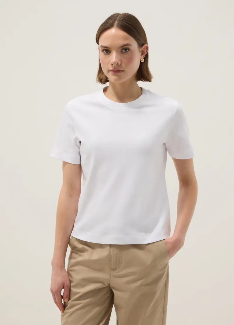 T-shirt The Iconic Tee Bianca In Puro Cotone Relaxed Fit, Donna, Bianco miniatura 2