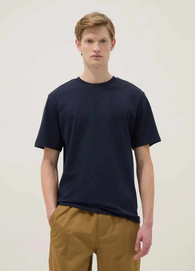 T-shirt The Iconic Tee Blu Scuro In Puro Cotone Relaxed Fit, Uomo, Blu miniatura 2
