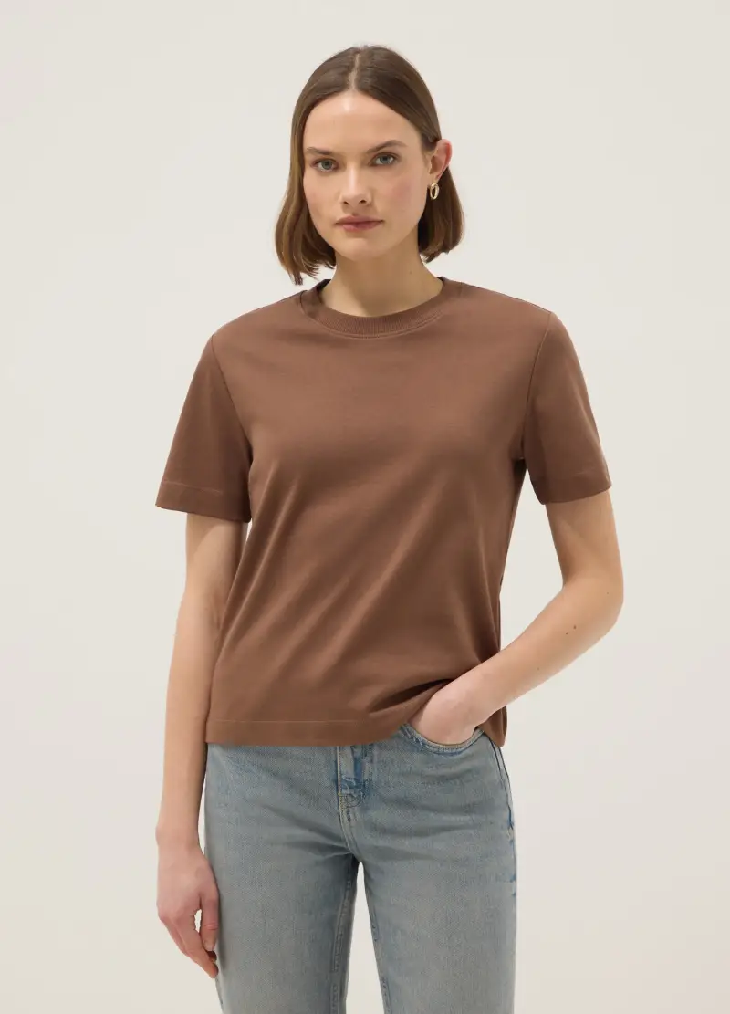 T-shirt The Iconic Tee Marrone In Puro Cotone Relaxed Fit, Donna, Marrone miniatura 2