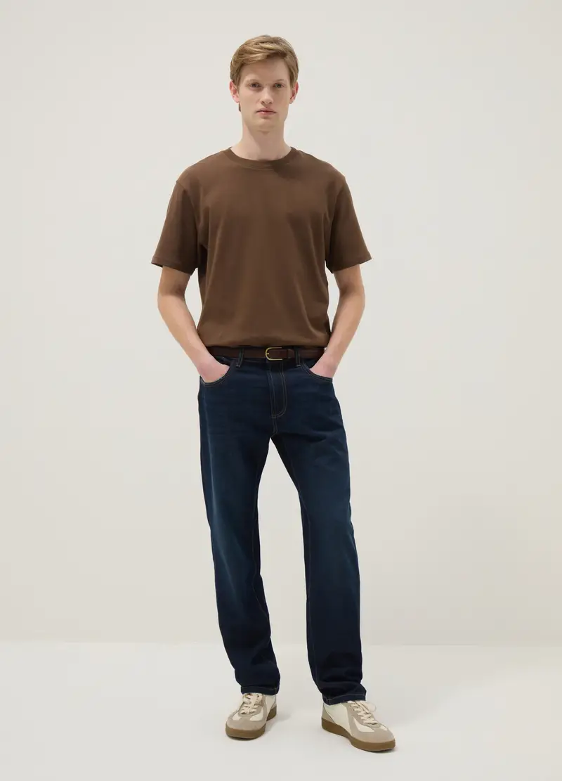 T-shirt The Iconic Tee Marrone In Puro Cotone Relaxed Fit, Uomo, Marrone miniatura 2