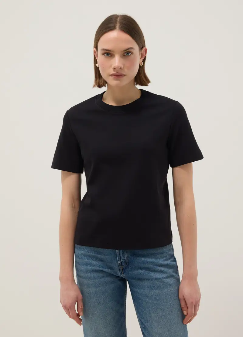 T-shirt The Iconic Tee Nera In Puro Cotone Relaxed Fit, Donna, Nero miniatura 2