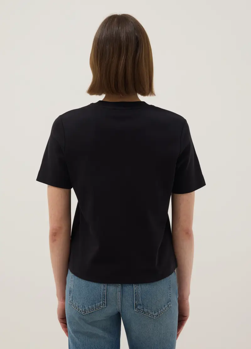 T-shirt The Iconic Tee Nera In Puro Cotone Relaxed Fit, Donna, Nero miniatura 3