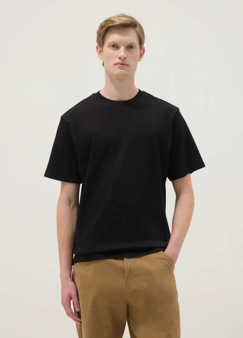 T-shirt The Iconic Tee Nera In Puro Cotone Relaxed Fit, Uomo, Nero miniatura 2