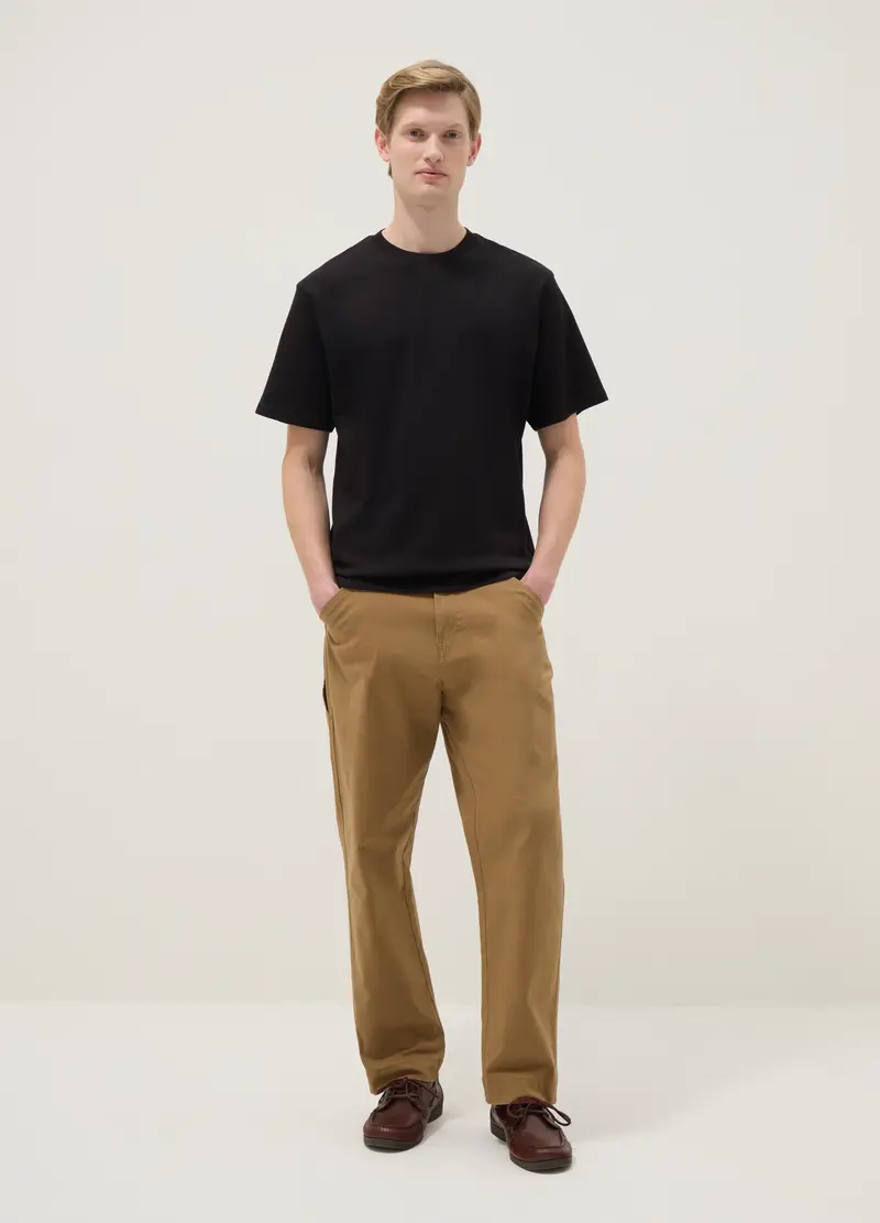 T-shirt The Iconic Tee Nera In Puro Cotone Relaxed Fit, Uomo, Nero