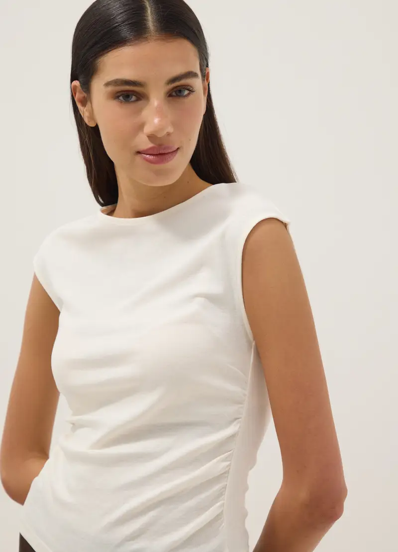 Tank Top In Puro Cotone Bianco Regular Fit, Donna, Bianco