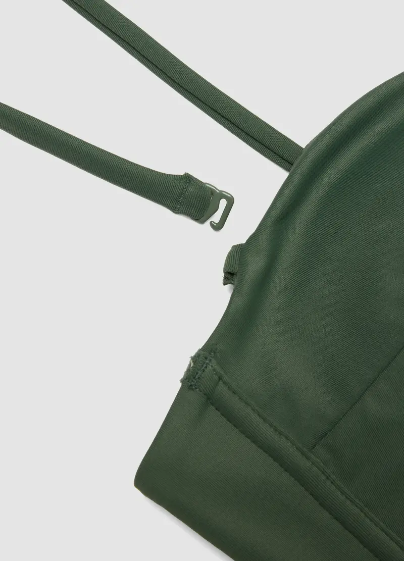 Top Bikini A Fascia In Tessuto Elasticizzato Verde Con Imbottitura, Donna, Verde miniatura 2